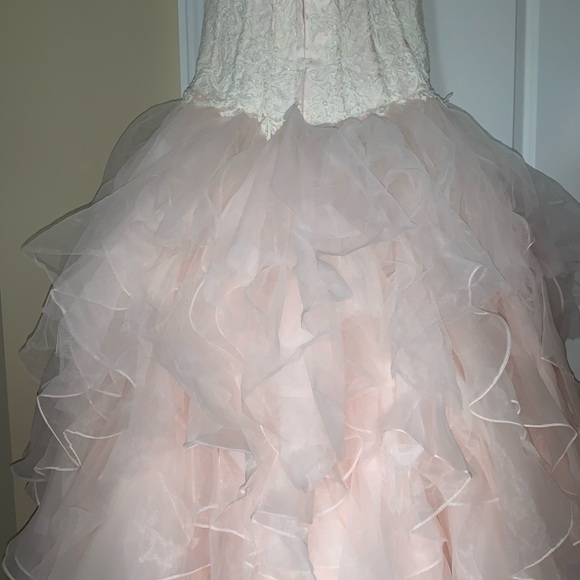 Oleg Cassini Strapless Ruffled Skirt Wedding Dress - Picture 5 of 11